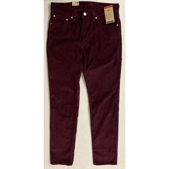 Levis 511 Slim Pants Mens 29 x 32 Maroon Corduroy Wine Tasting Stretch Pants - Picture 1 of 7